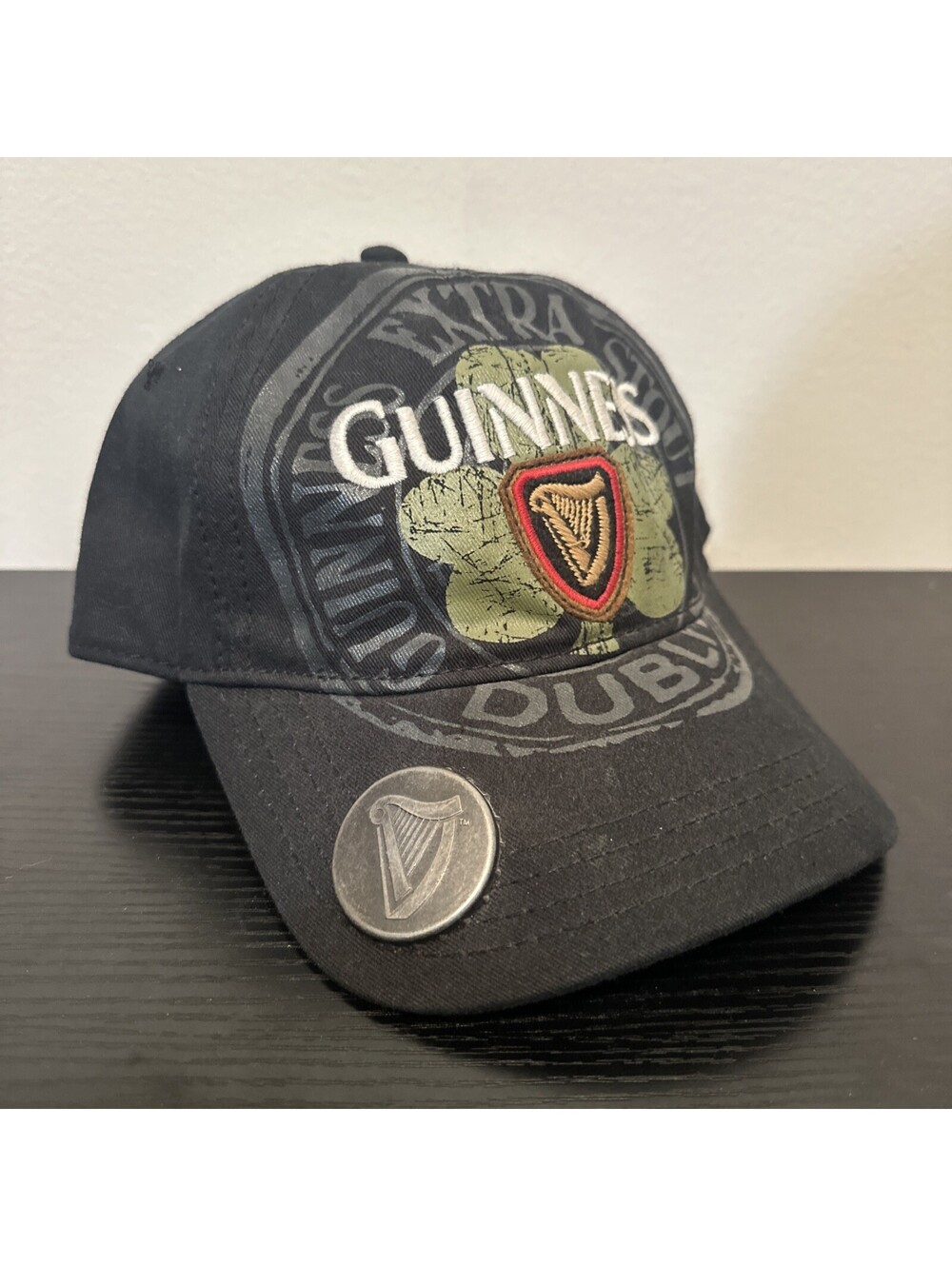 Guinness Hat Baseball Cap W Bottle Opener On Bill * Black
